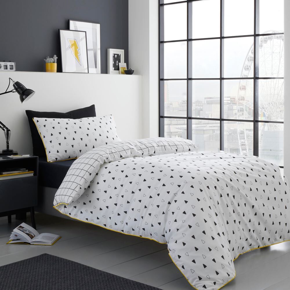 Fusion Kite Geometric Print 100% Cotton Reversible Duvet Cover Set
