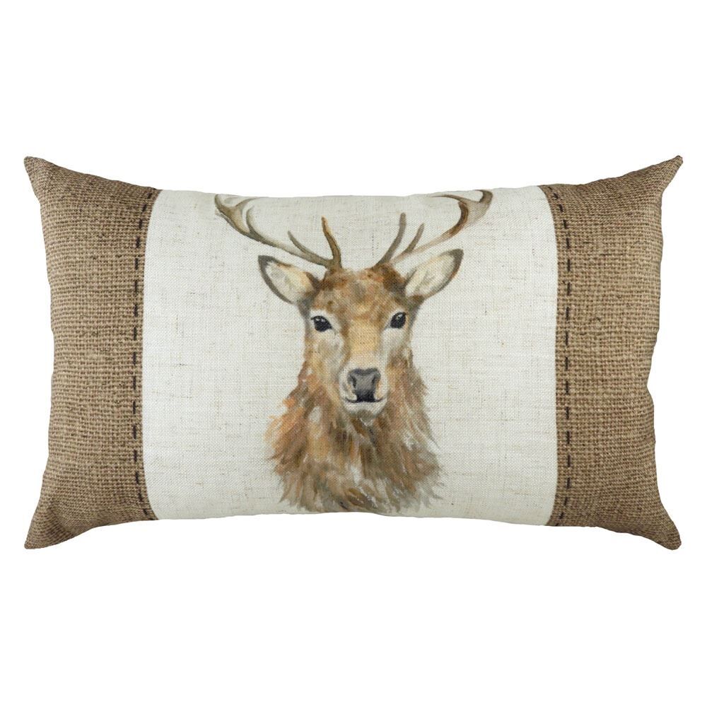 Evans Lichfield Stag Print Hessian Cushion Cover