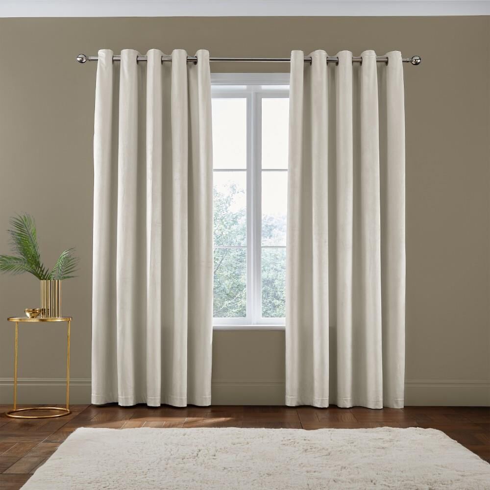 Catherine Lansfield Kingsley Matt Velvet Eyelet Lined Curtains