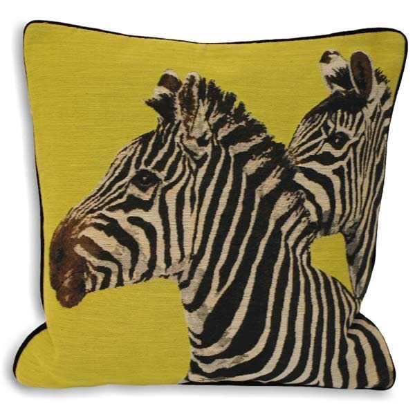 Paoletti Twin Zebra Velvet Piped Cushion Cover, 45 x 45 Cm