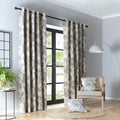 Fusion Saranda Tropical Print Cotton Rich Eyelet Lined Curtains, Charcoal