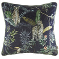 Evans Lichfield Jungle Leopard Print Faux Velvet Piped Edge Cushion Cover, Petrol, 43 x 43 Cm