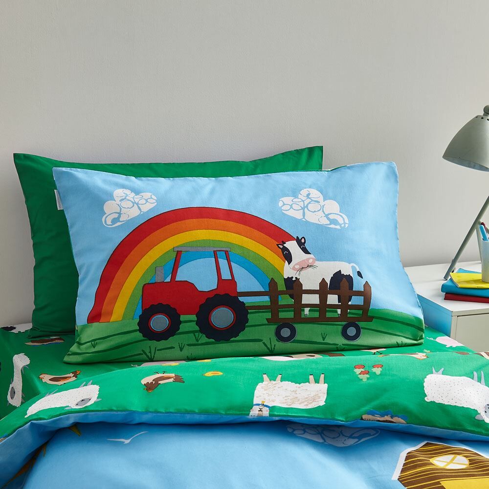Catherine Lansfield Kids Farmyard Animals Reversible Easy Care Duvet Cover Set
