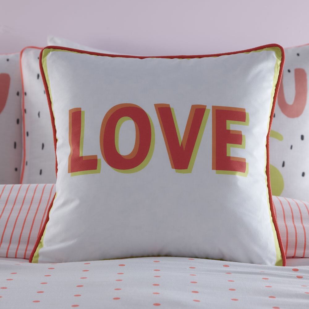 Appletree Kids Love 100% Cotton Filled Cushion, Coral, 43 x 43 Cm