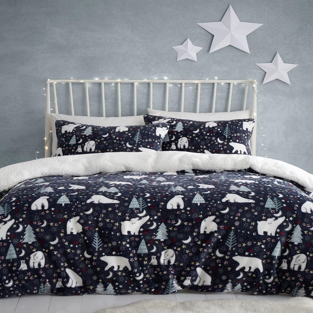 Fusion Christmas Starry Night Cosy Fleece Duvet Cover Set