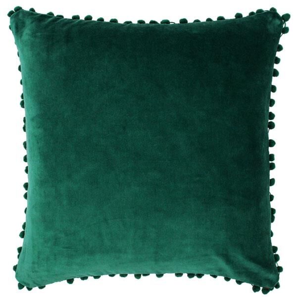 Riva Paoletti Jala Reversible Pom Pom Cushion Cover, Green/Orange, 45 x 45 Cm