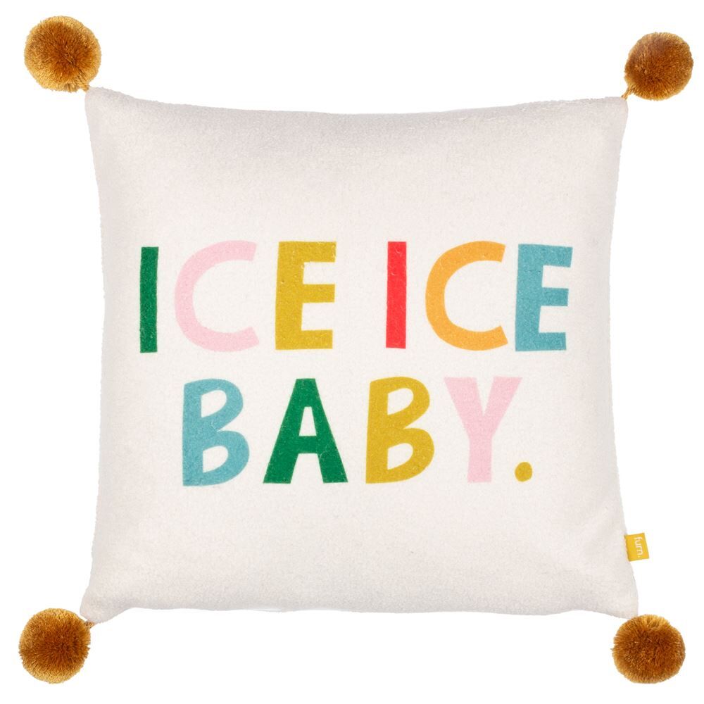 Furn Pom Poms Ice Ice Baby Tasselled Cushion Cover, Multi, 43 x 43 Cm
