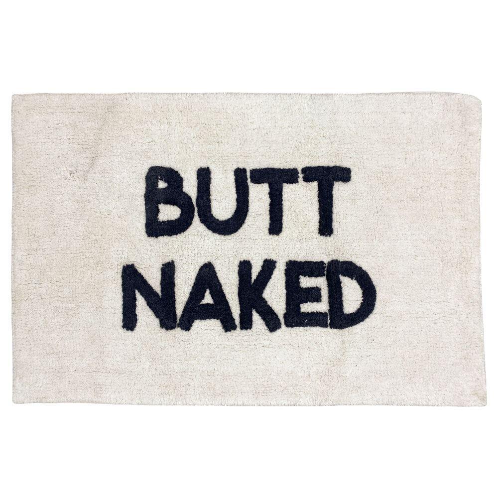 Furn Butt Naked Tuffted 100% Cotton Bath Mat, Ivory/Charcoal