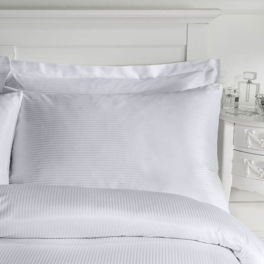 Catherine Lansfield Platinum Satin Stripe 300 Thread Count Pillow Cases, Pair