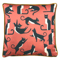 Furn Kitta Geo Cats Piped Edge Cushion Cover, Pink Watermelon, 43 x 43 Cm