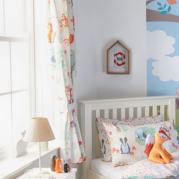 Riva Paoletti Kids Woodland Pencil Pleat Curtains, Multi, 66 x 72 Inch