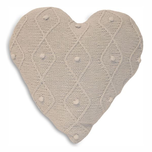 Paoletti Argyll 100% Cotton Bobble Hand Knitted Heart Shaped Cushion, 50 Cm