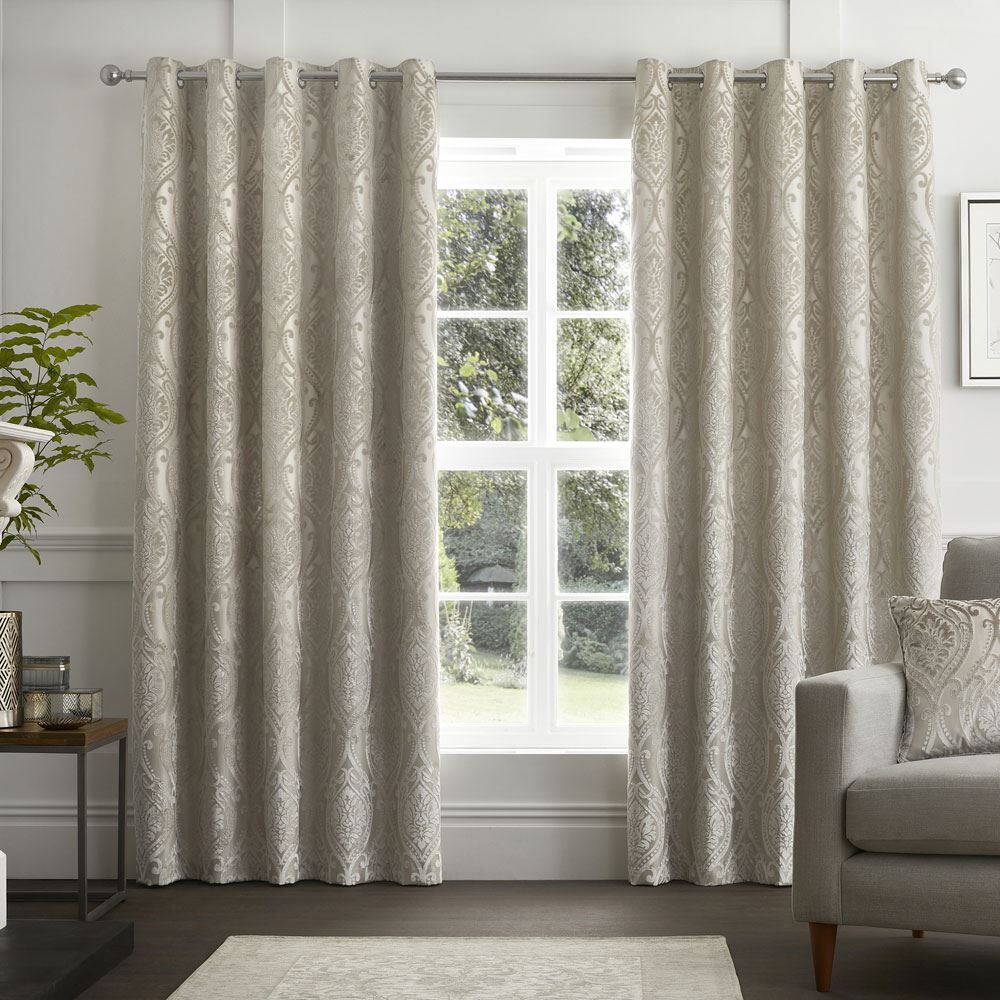 Curtina Chateau Damask Embossed Eyelet Lined Curtains