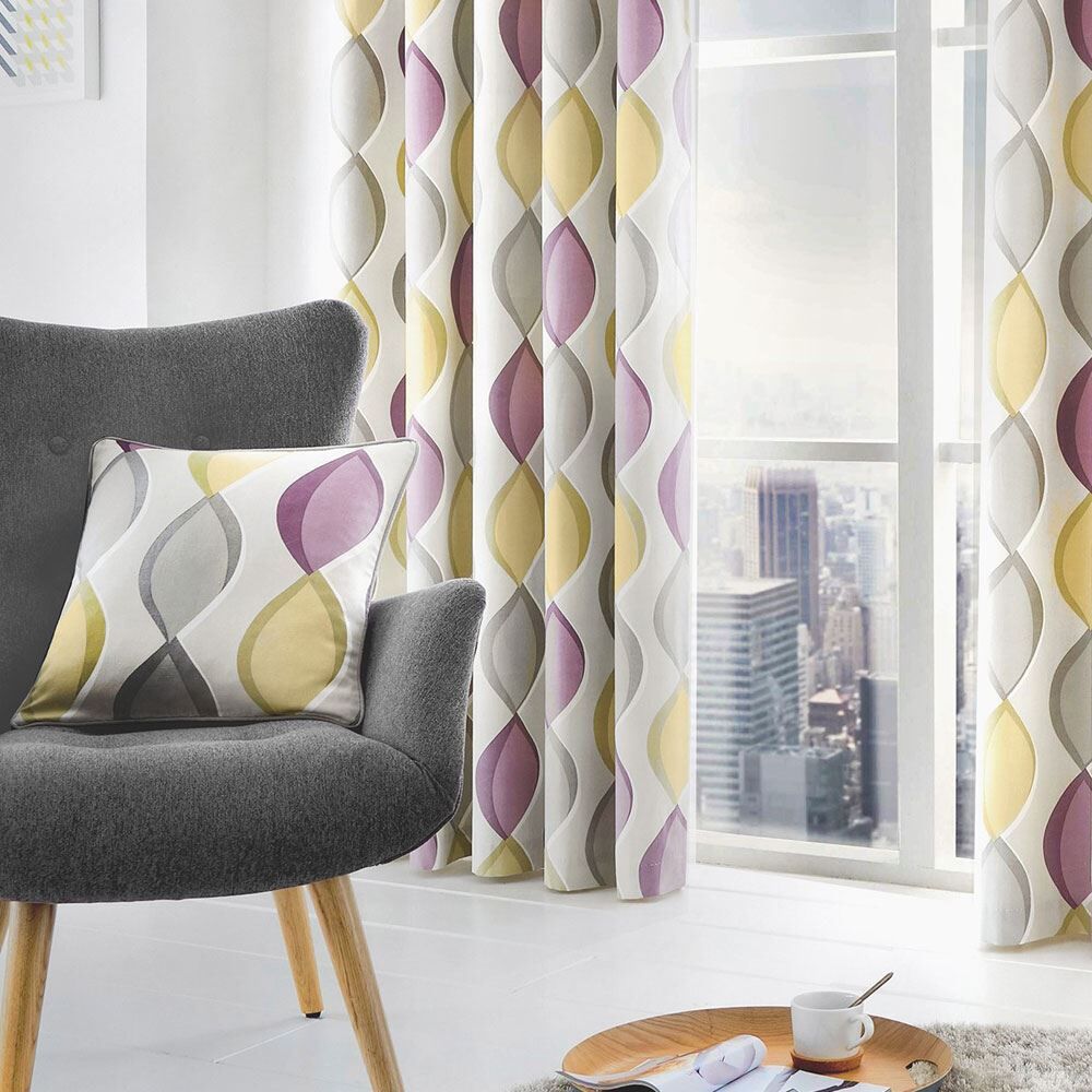 Fusion Lennox 100% Cotton Eyelet Lined Curtains