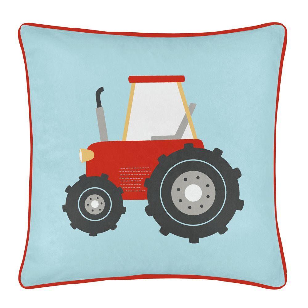 Bedlam Farmyard Friends Print Piped Edge Filled Cushion, Blue, 43 x 43 Cm