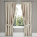 Dreams & Drapes Fearne Floral Jacquard Textured Weave Lined Pencil Pleat Curtains, Soft Gold, 66 x 72 Inch