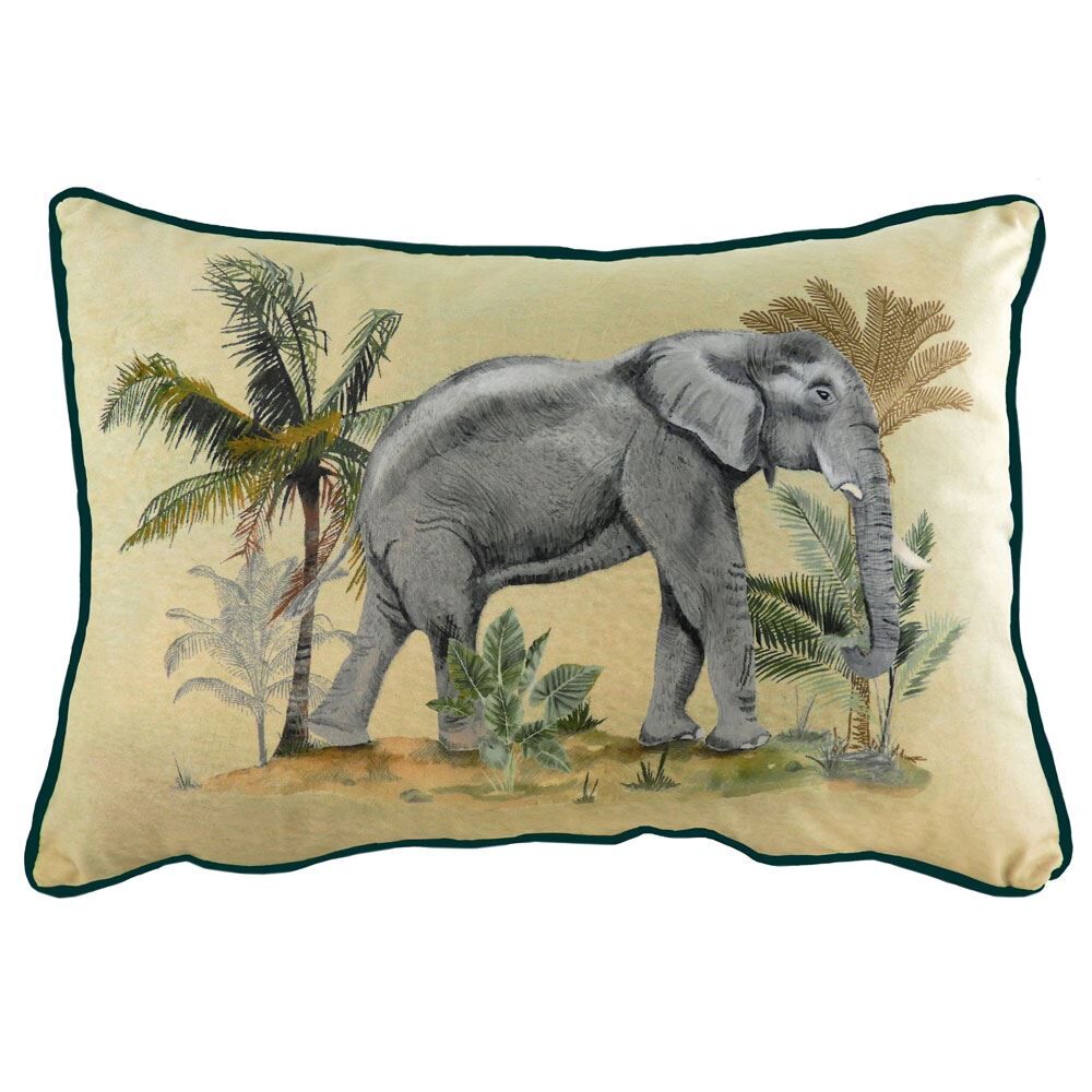 Evans Lichfield Kiable Elephant Print Piped Edge Cushion Cover, Multi, 35 x 50 Cm