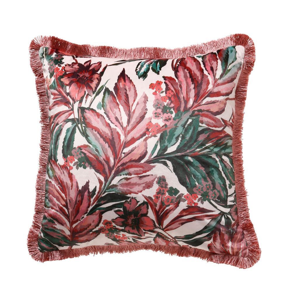 Scatter Box Juniper Fringed Velvet Feather Filled Cushion, 45 x 45 Cm