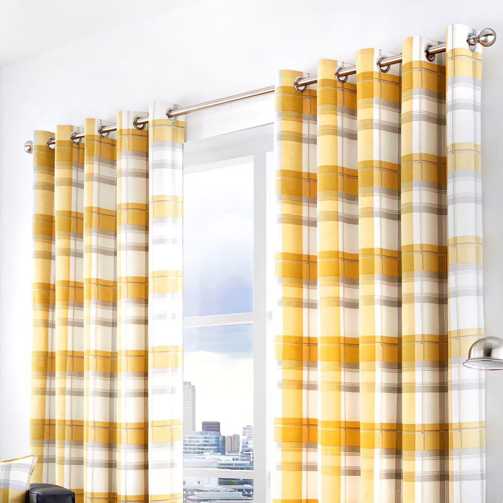 Fusion Balmoral Check 100% Cotton Eyelet Lined Curtains