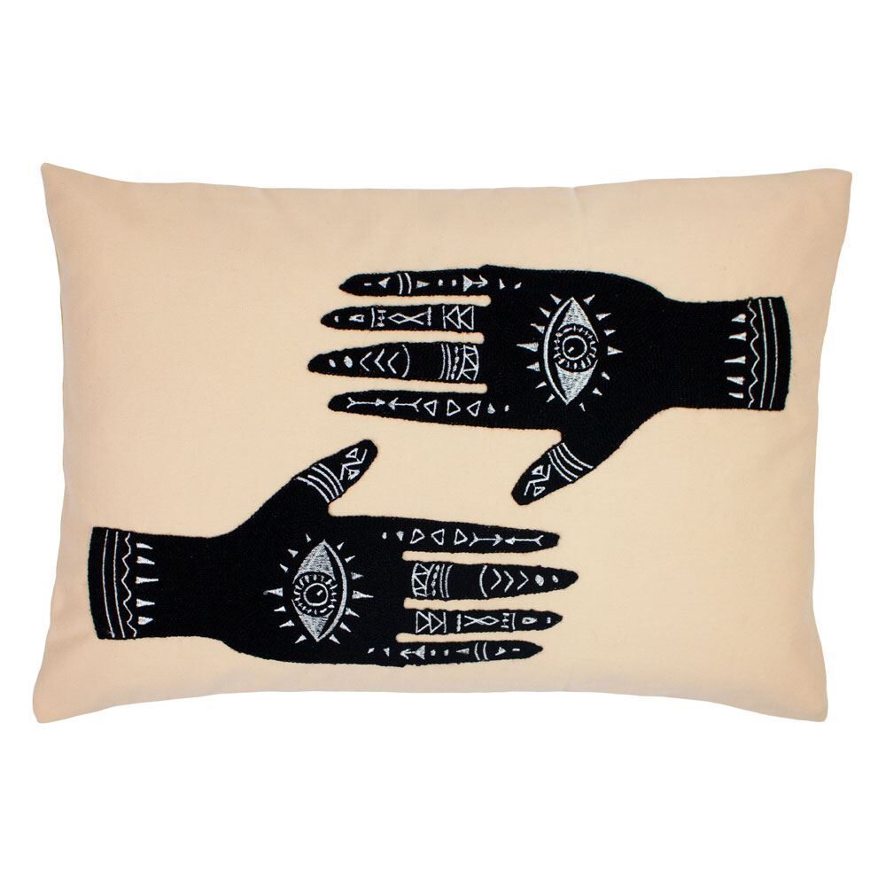 Furn Ashram Hands Motif Tufted Abstract Cushion Cover, Blush, 35 x 50 Cm