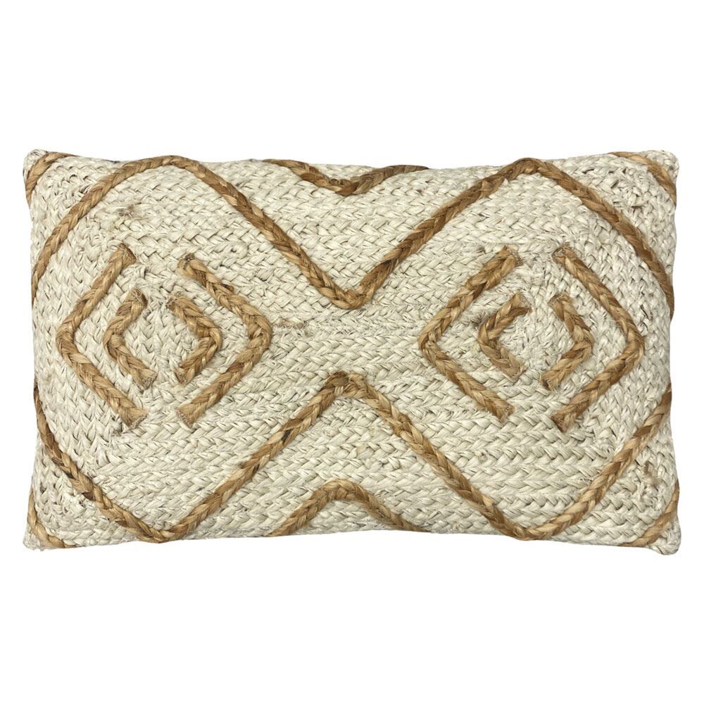 Furn Mynu Braided 100% Jute Tasselled Cushion Cover, Natural, 30 x 50 Cm