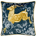 Paoletti Harewood Stag Botanical Piped Edge Cushion Cover, Multi, 50 x 50 Cm