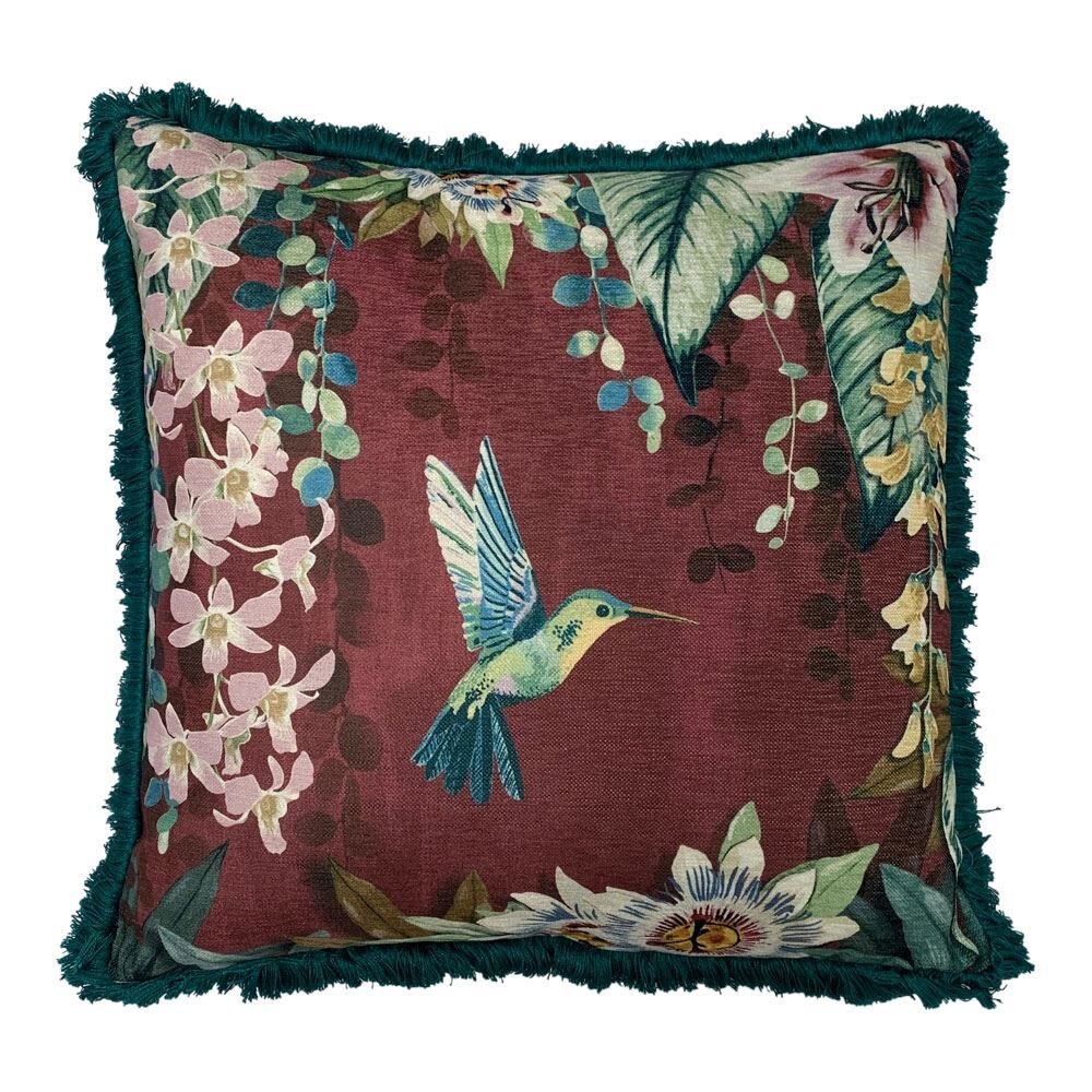 Paoletti Hanging Gardens Contemporary Fringed Cushion Cover, Aubergine, 50 x 50 Cm