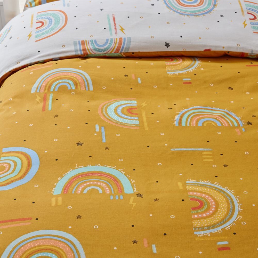 Little Furn Rainbow Tribe Print 100% Cotton Reversible Duvet Cover Set