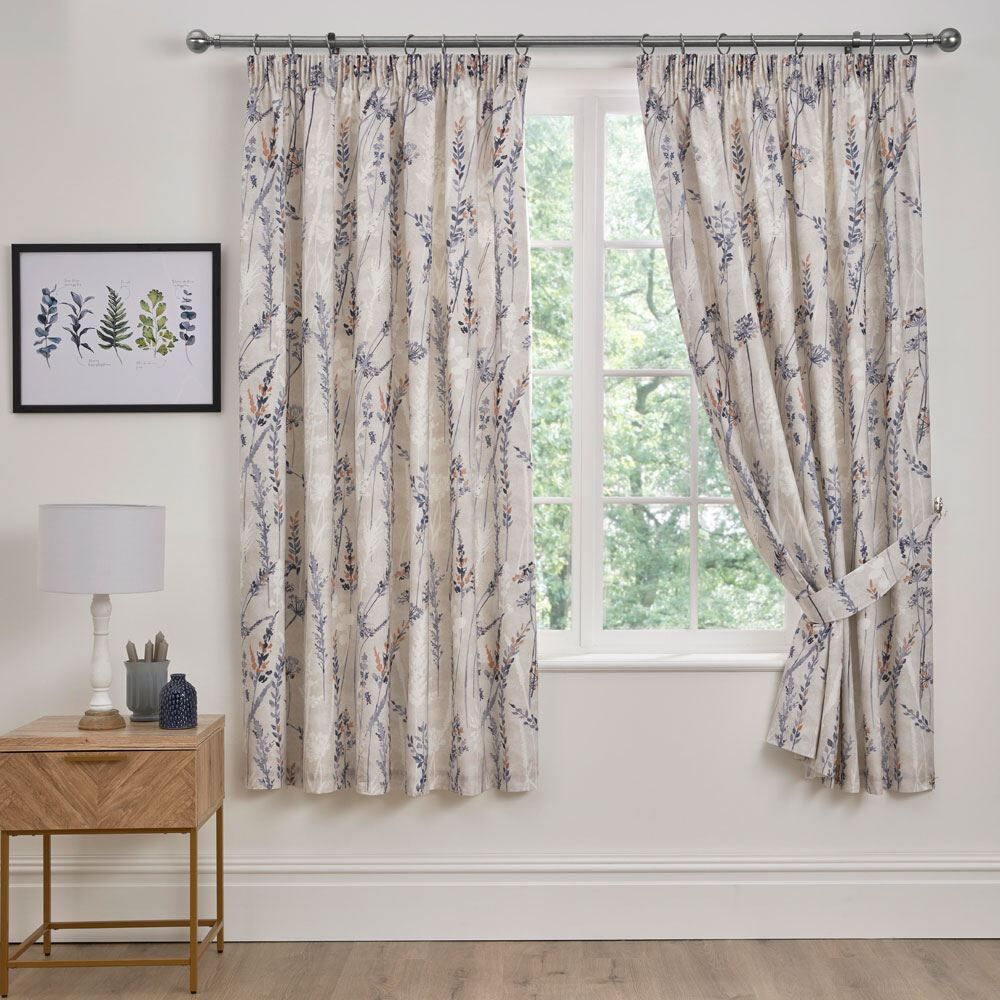 Dreams & Drapes Wild Stems Botanical Print Lined Pencil Pleat Curtains