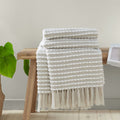 Catherine Lansfield Stab Stitch Textured Tasselled Throw