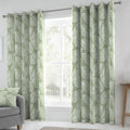 Fusion Matteo Botanical Palm Leaf Print 100% Cotton Eyelet Lined Curtains