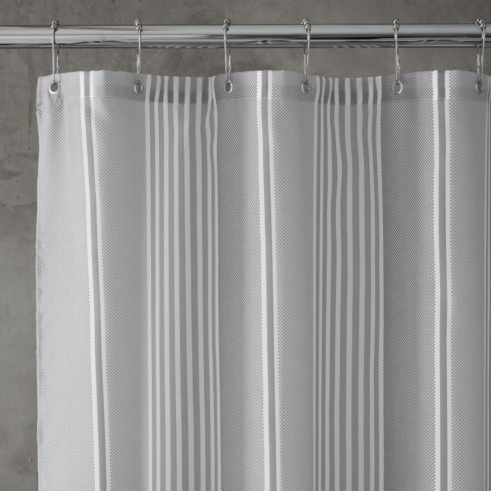 Catherine Lansfield Textured Stripe Water Repellent Shower Curtain, Silver Grey