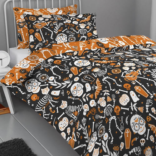 Bedlam Halloween Day of the Dead Glow In The Dark Duvet Cover Set