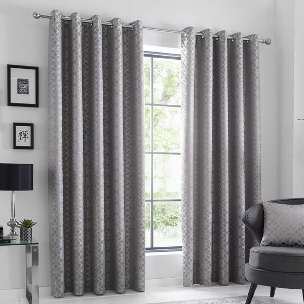 Curtina Oriental Squares Geometric Textured Eyelet Lined Curtains