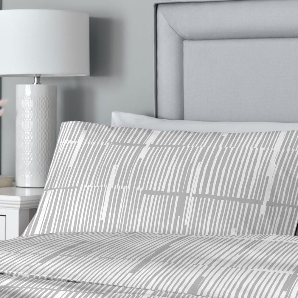 Drift Home Linear Striped Contemporary Print Reversible Eco-Friendly Duvet Cover Set