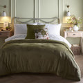 Appletree Heritage Austell Luxurious Soft Velvet Bedspread, Olive, 150 x 220 Cm