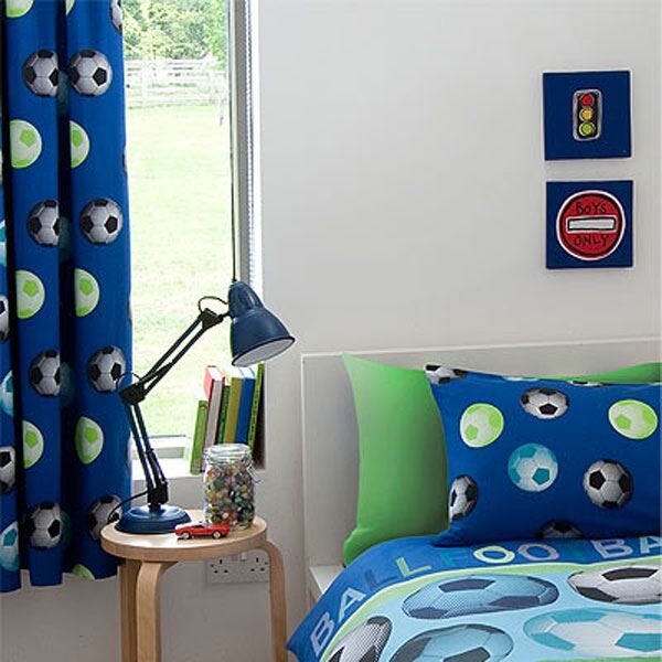 Catherine Lansfield Kids Football Pencil Pleat Curtains, 66 x 72 Inch
