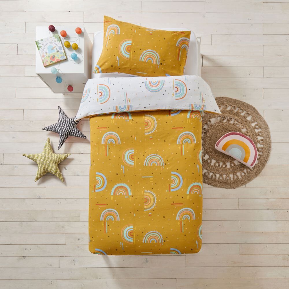 Little Furn Rainbow Tribe Print 100% Cotton Reversible Duvet Cover Set