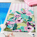 Sassy B Tropical Flamingo Stripe 100% Cotton Beach Towel, Pink