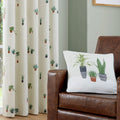 Fusion Cactus Print 100% Cotton Piped Edge Filled Cushion, Multi, 43 x 43 Cm