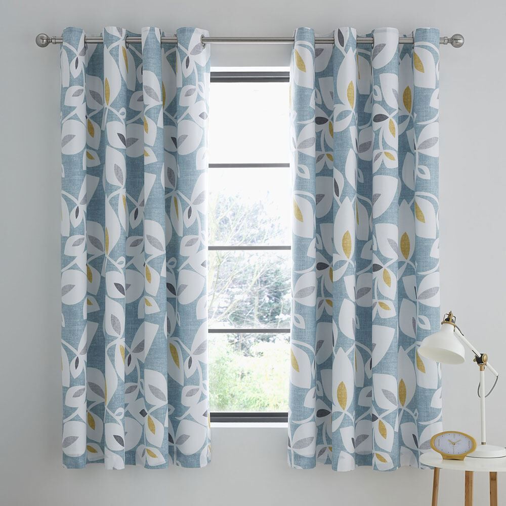 Catherine Lansfield Inga Leaf Lined Eyelet Curtains
