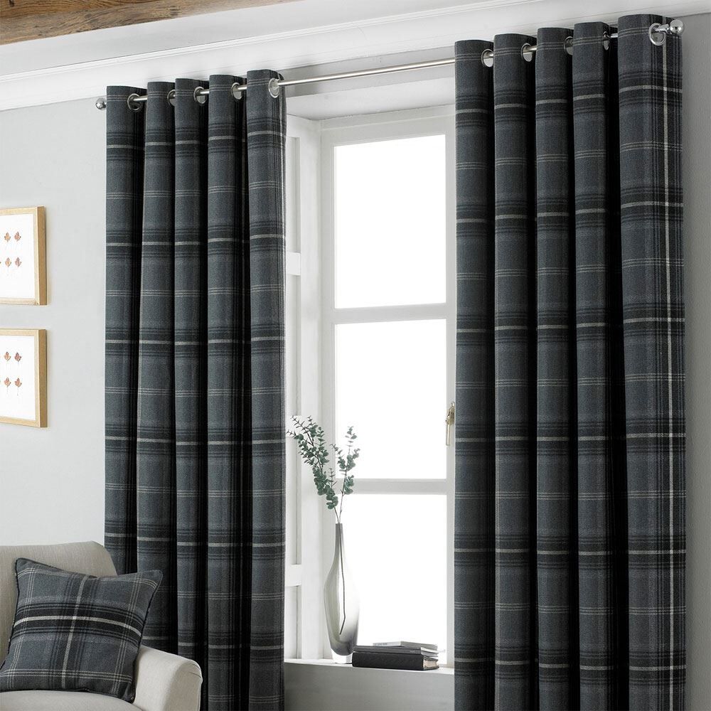 Paoletti Aviemore Heritage Tartan Check Woven Eyelet Curtains