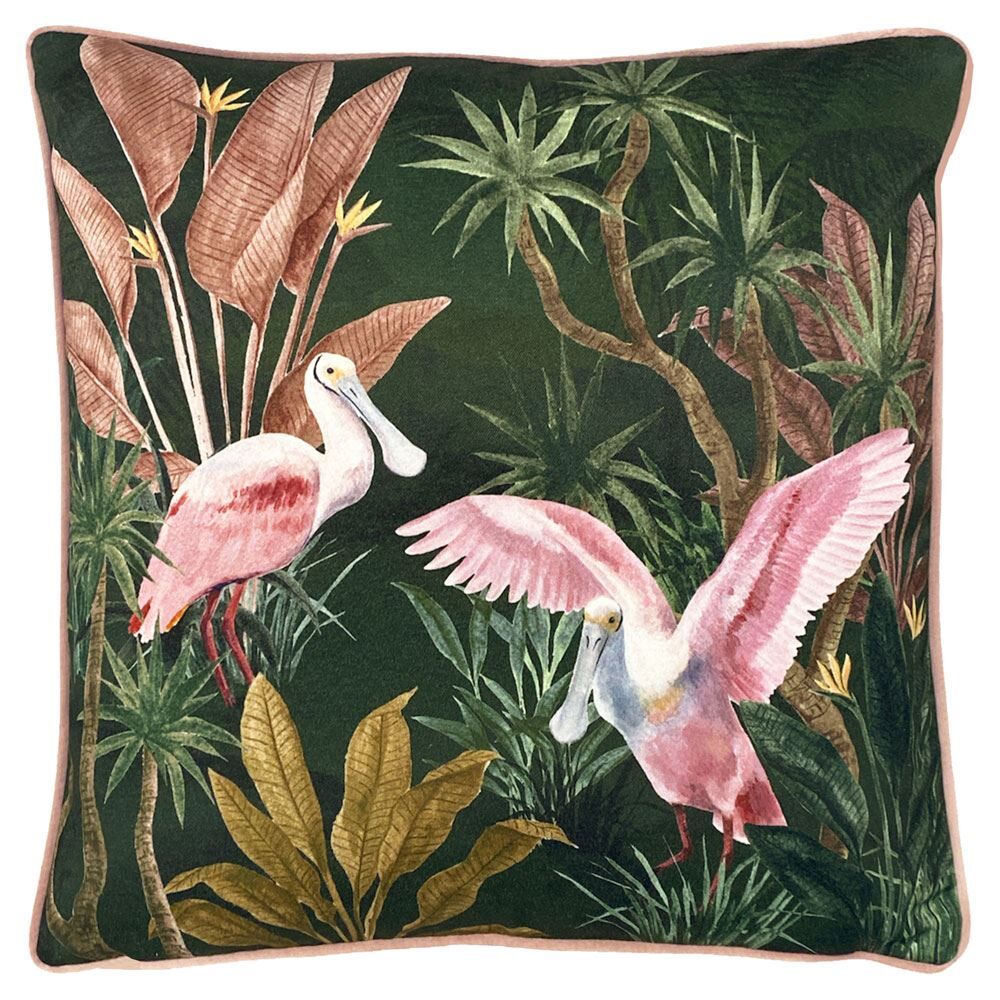 Paoletti Platalea Jungle Print Piped Edge Cushion Cover