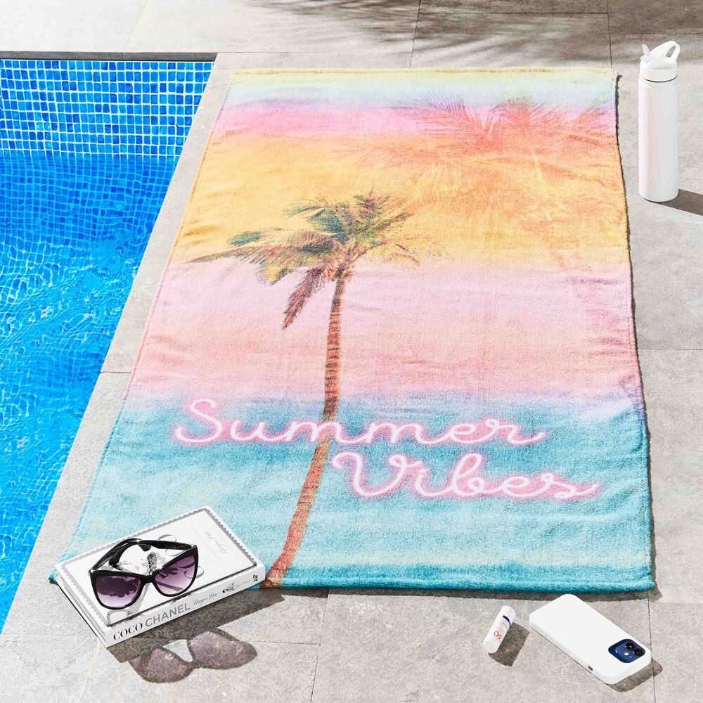 Sassy B Summer Vibes 100% Cotton Beach Towel, Bright