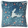 Paoletti Georgiana Nature Print Piped Edge Cushion Cover, Slate Blue, 45 x 45 Cm