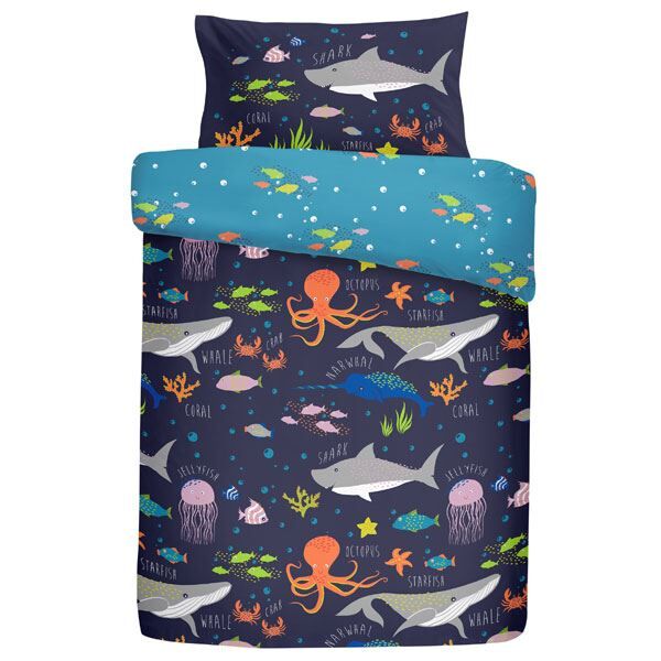 Bedlam Kids Sea Life Glow In The Dark Duvet Cover Set, Multi