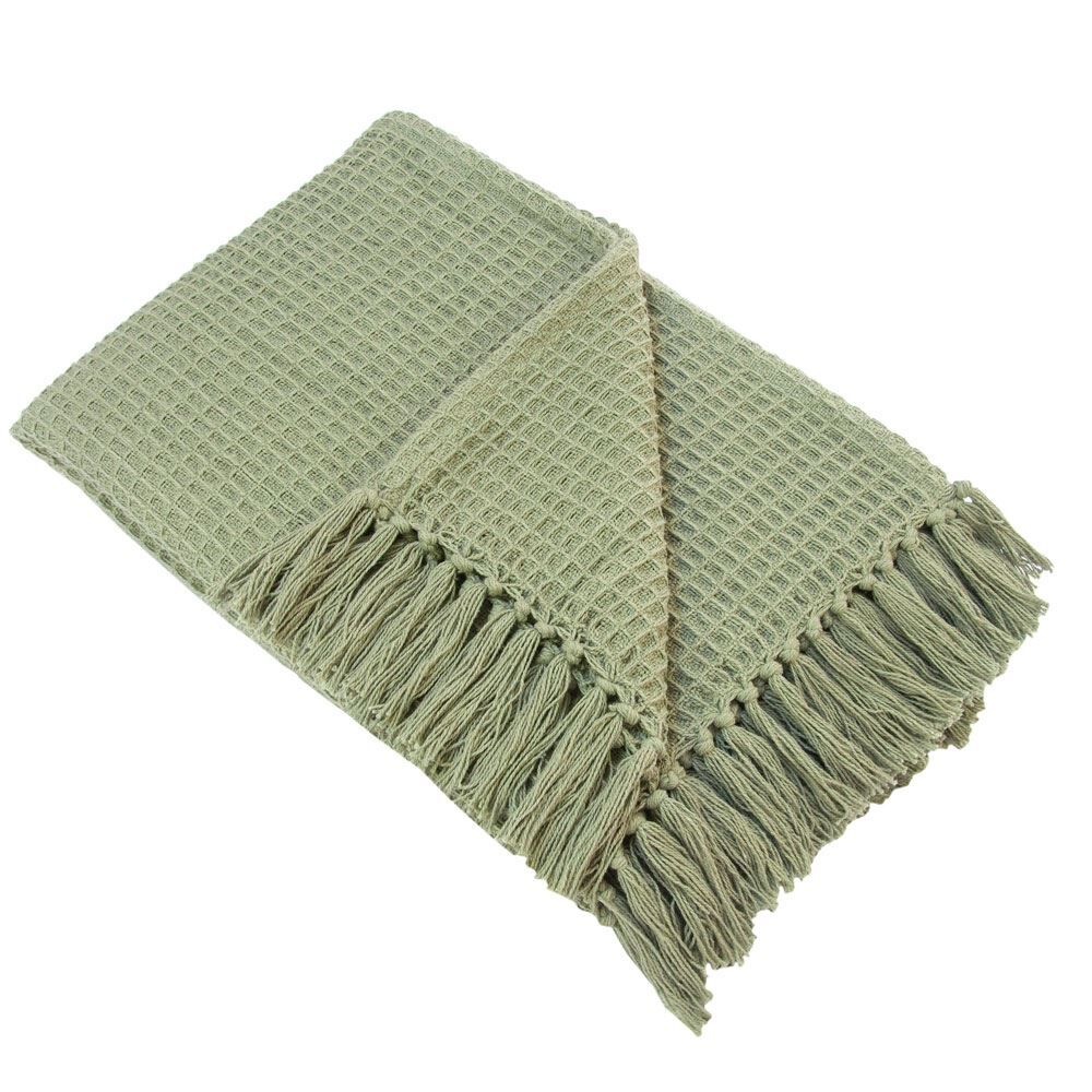 Appletree Loft Bruges Waffle Weave 100% Cotton Fringed Throw