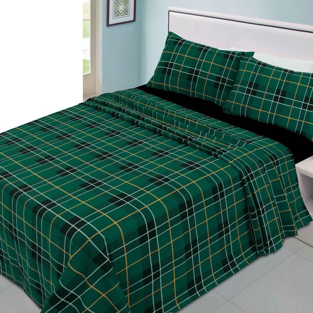 Night Zone Tartan Check Thermal 100% Brushed Cotton Flannelette Sheet Set