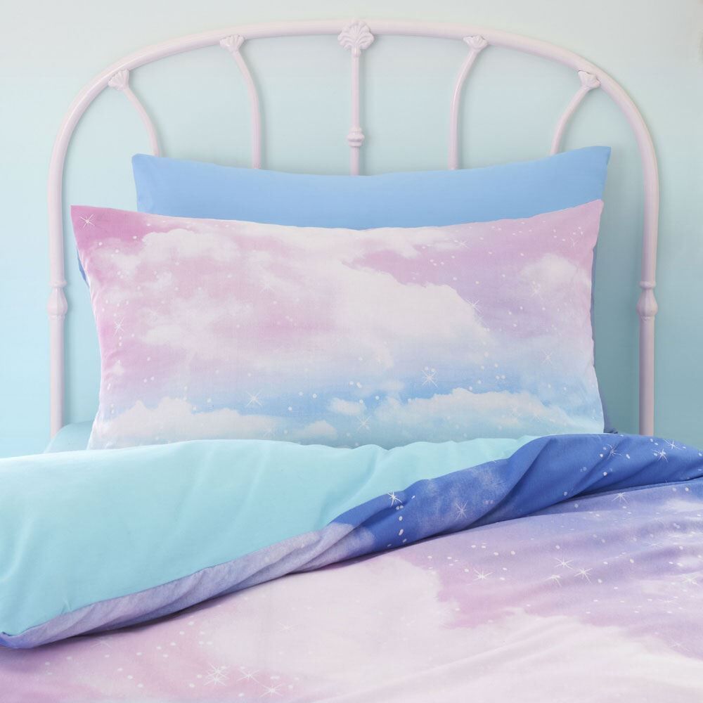 Catherine Lansfield Ombre Rainbow Clouds Reversible Easy Care Duvet Cover Set
