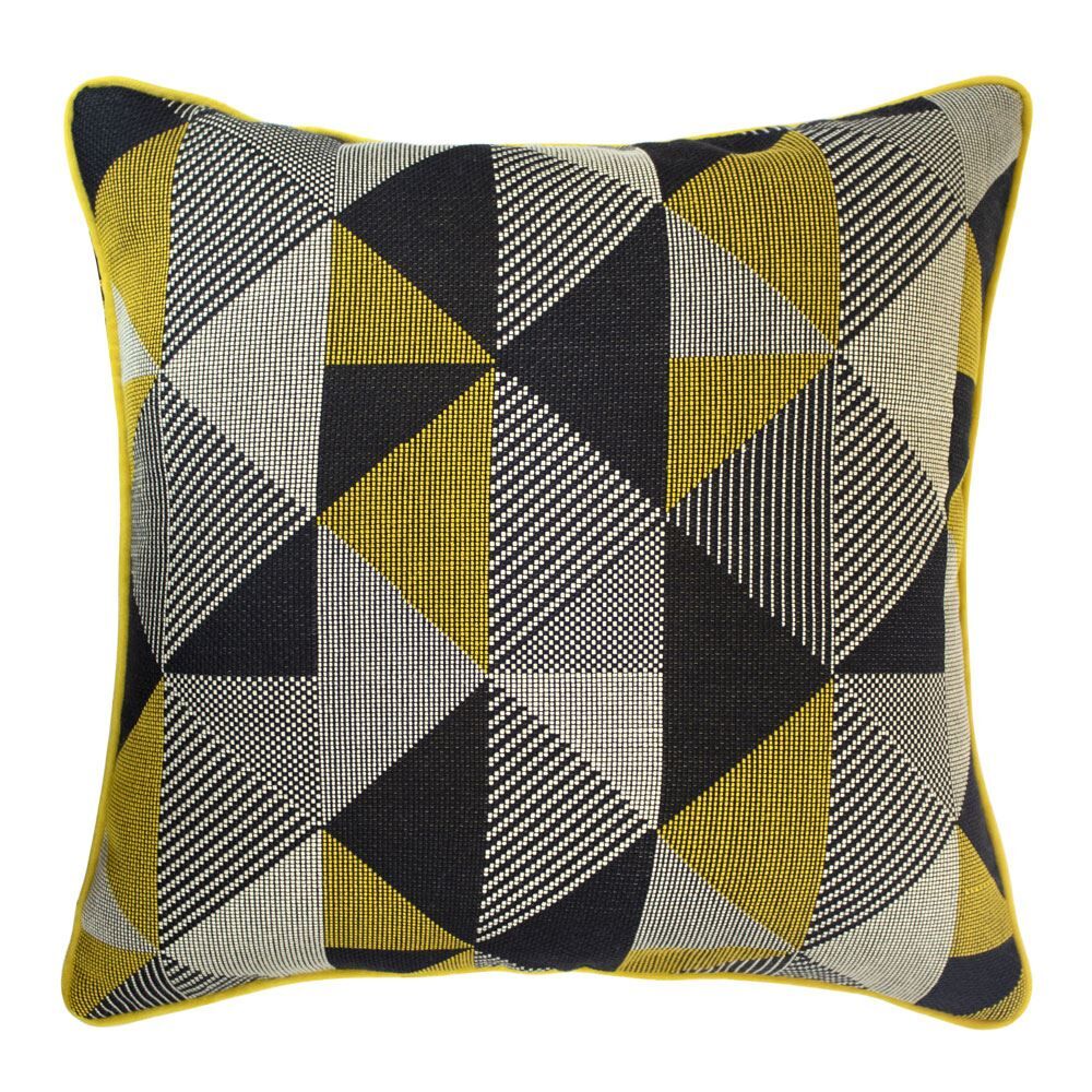 Scatter Box Pax Monochromatic Feather Filled Cushion, Yellow/Charcoal, 43 x 43 Cm